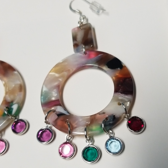 Multicolored Swarovski Crystal Earrings - Picture 3 of 3